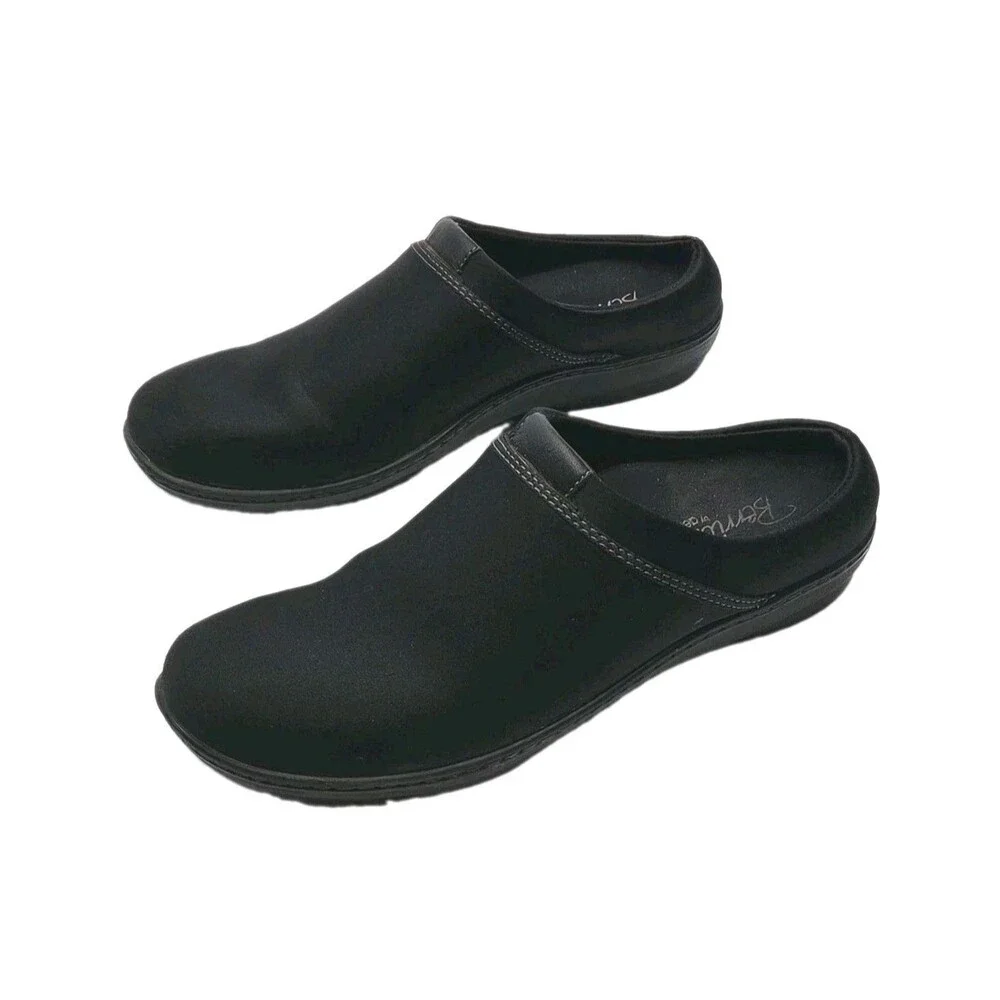 Aetrex Berries Shoe Clog Mule Women Sz 10 Black Fabric Slip-On Comfort